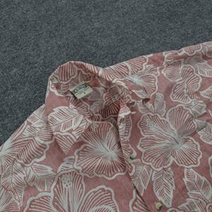 Go Barefoot Shirt Mens Small Pink Floral Hawaiian Aloha Beach Made In USA